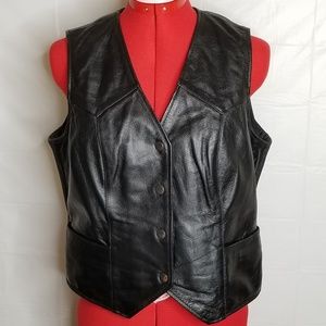 Athena Street & Steel Womens Leather Moto Vest Med